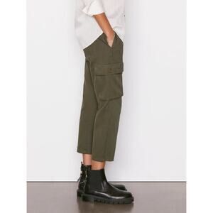FRAME DENIM OLIVE COTTON CROPPED ARMY CARGO PANTS 27
